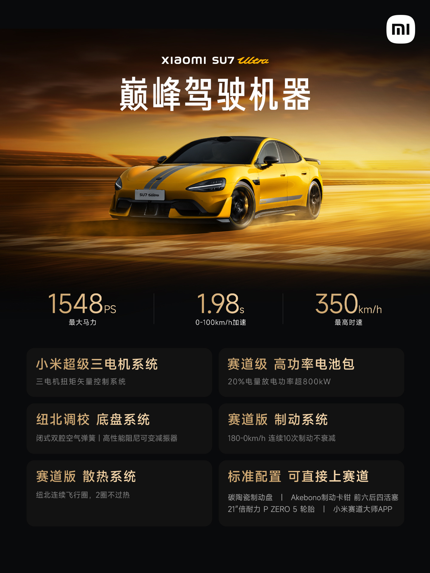 全新小米SU7预售价22.99-30.99万 将4月正式上市